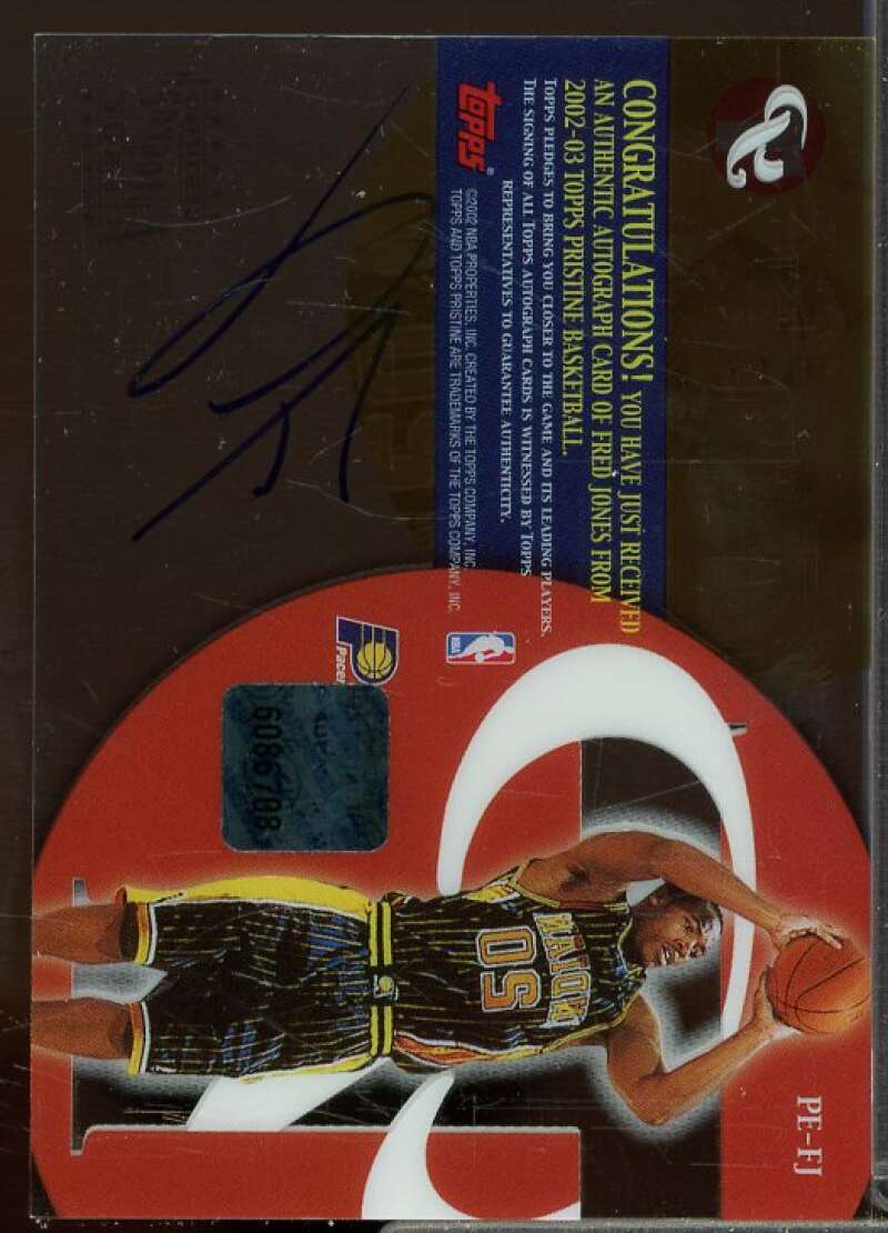 Fred Jones Card 2002-03 Topps Pristine Personal Endorsements #PEFJ  Image 2