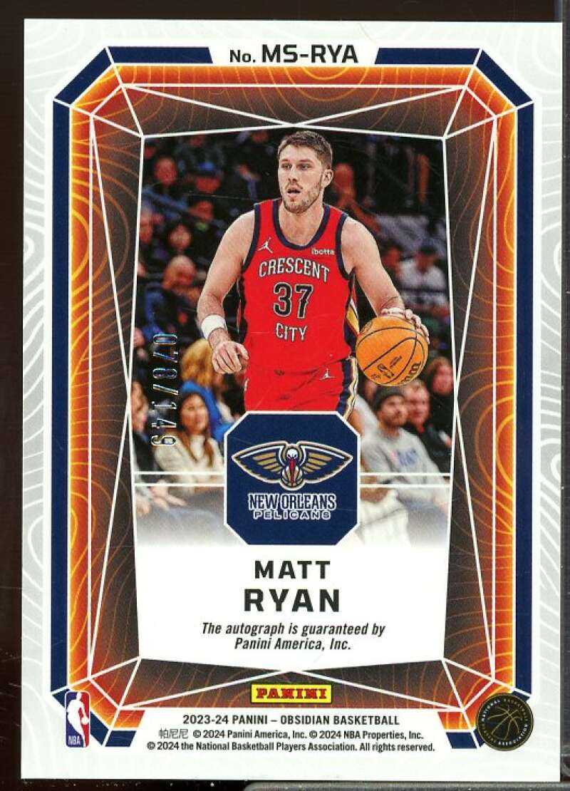 Matt Ryan/149 Rookie Card 2023-24 Panini Obsidian Magmatic Signatures #34  Image 2