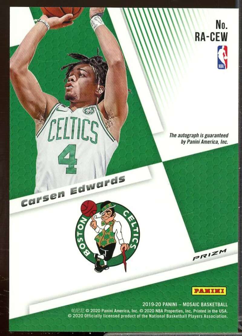 Carsen Edwards Rookie Card 2019-20 Panini Mosaic Rookie Autographs Mosaic #2  Image 2