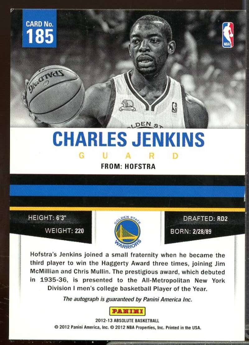 Charles Jenkins AU/399 Rookie Card 2012-13 Absolute Rookie #185  Image 2