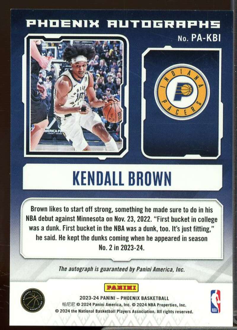 Kendall Brown Card 2023-24 Panini Phoenix Autographs #4  Image 2