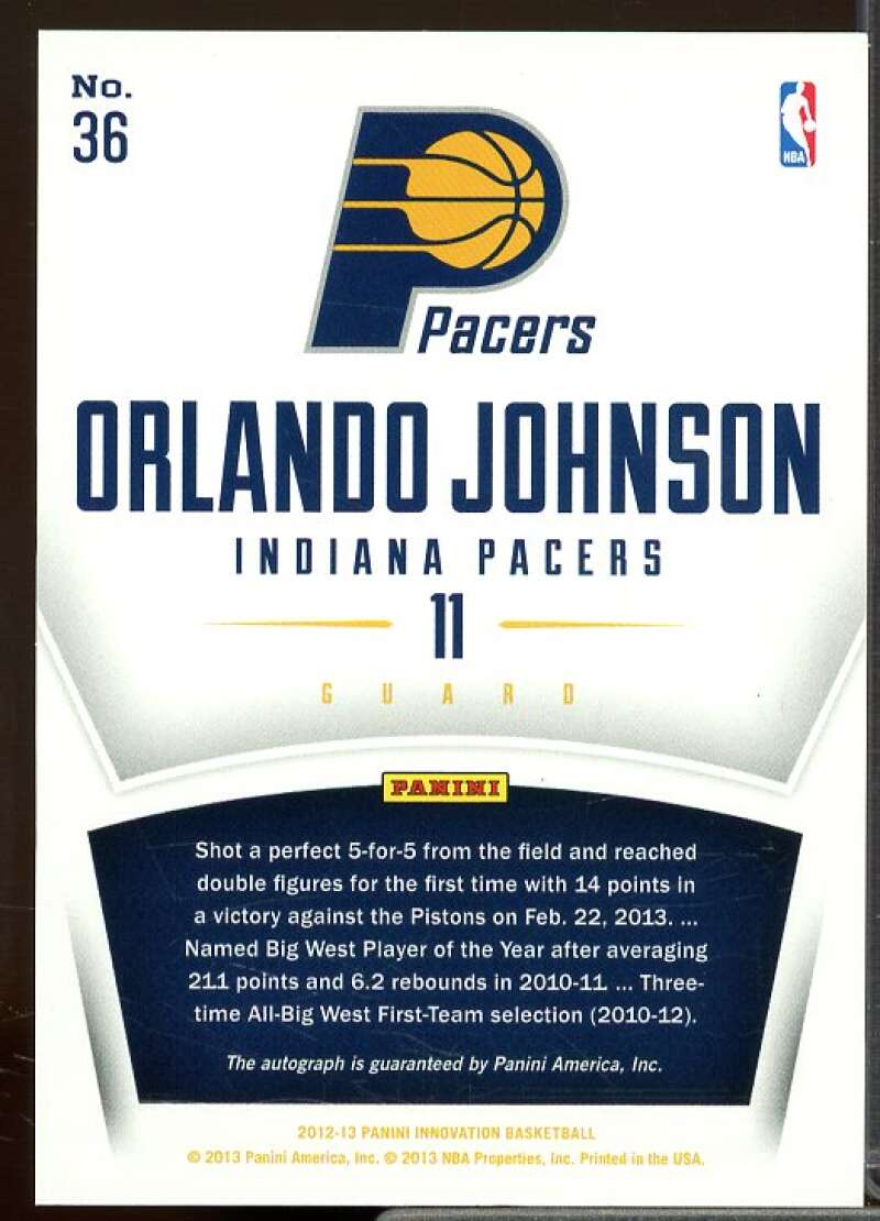 Orlando Johnson Rookie Card 2012-13 Innovation Rookie Innovative Ink #36  Image 2