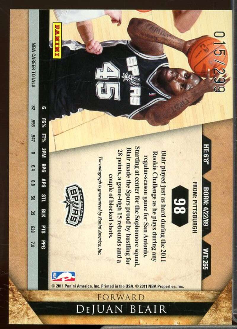 DeJuan Blair/299 Card 2010-11 Panini Gold Standard Signatures #98  Image 2