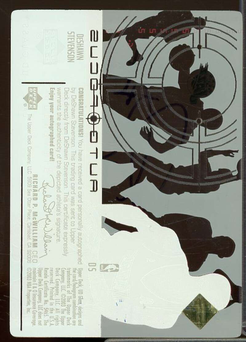 DeShawn Stevenson Card 2002-03 UD Glass Auto Focus #DS  Image 2