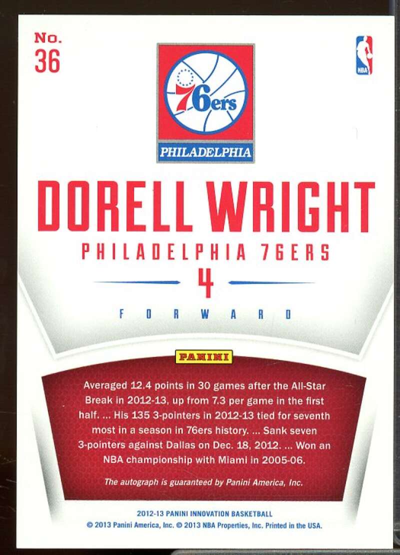 Dorell Wright Card 2012-13 Innovation Innovative Ink #36  Image 2
