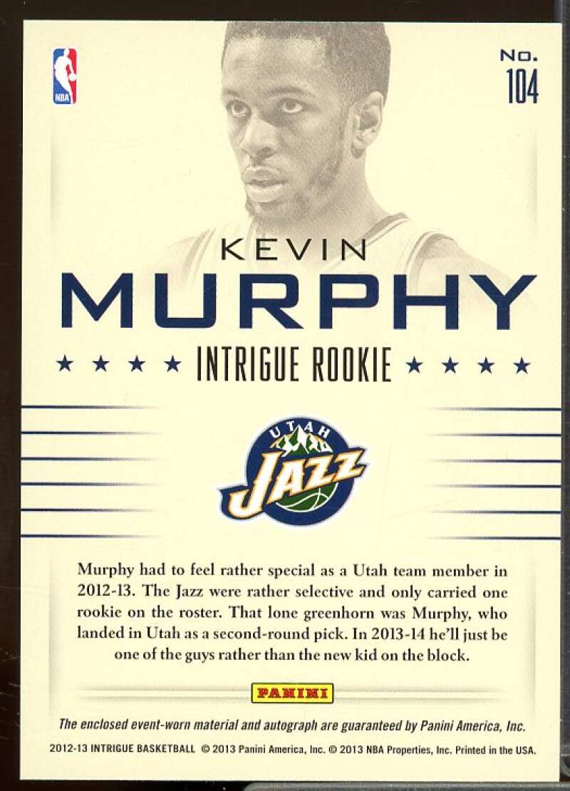 Kevin Murphy JSY AU Rookie Card 2012-13 Panini Intrigue Rookie #104  Image 2