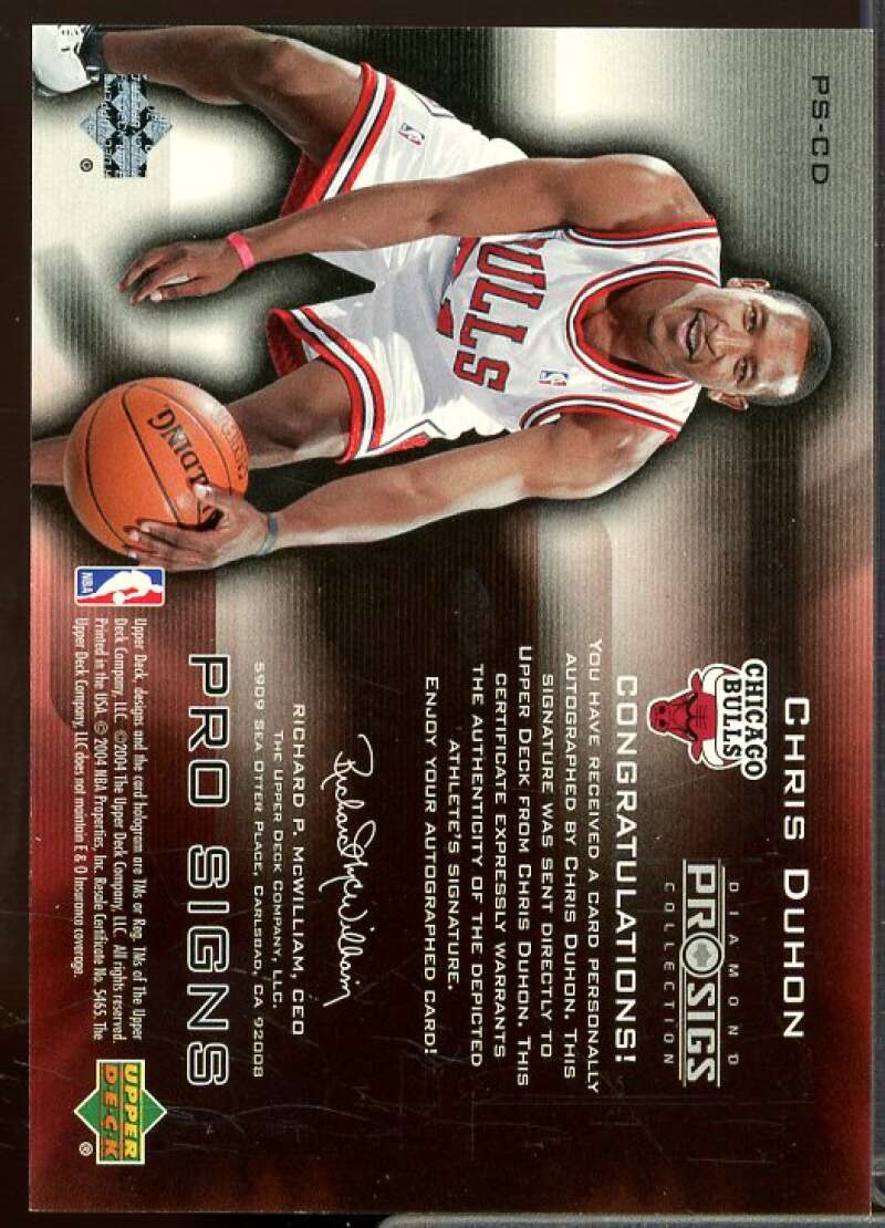 Chris Duhon Rookie Card 2004-05 Upper Deck Pro Sigs Pro Signs Rookies #CD  Image 2