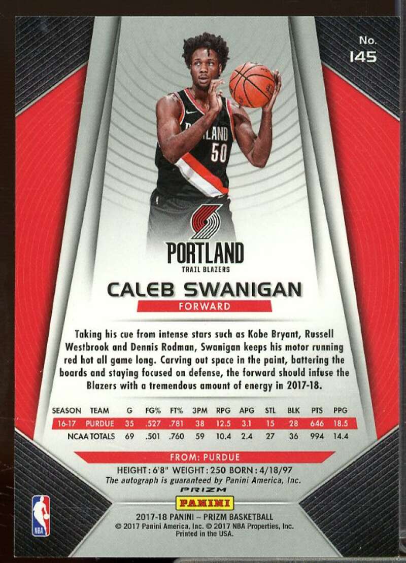 Caleb Swanigan Rookie Card 2017-18 Panini Prizm Rookie Autographs #145  Image 2