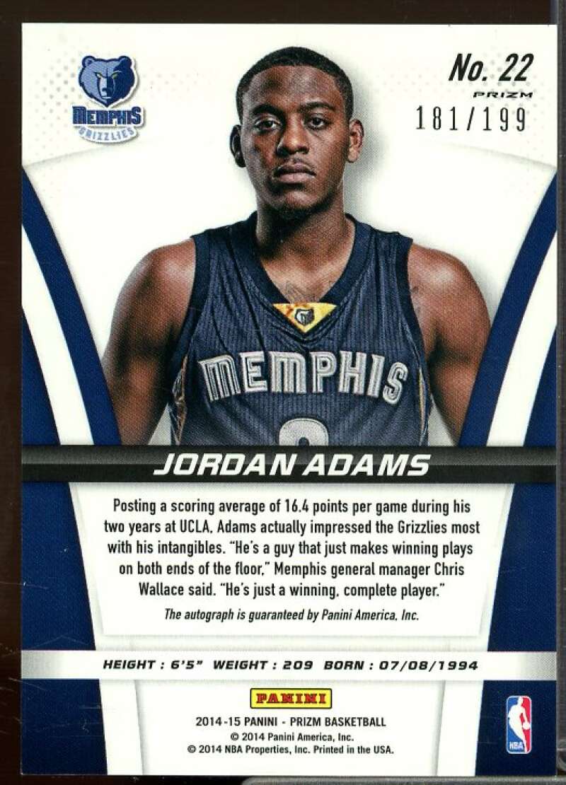 Jordan Adams Rookie Card 2014-15 Panini Prizm Rookie Autographs Prizms Red #22  Image 2