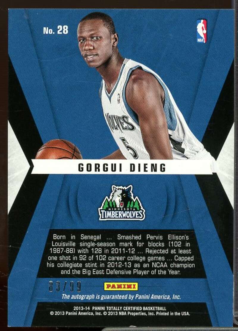 Gorgui Dieng/99 2013-14 Totally Certified Rookie Roll Call Autographs Red #28  Image 2