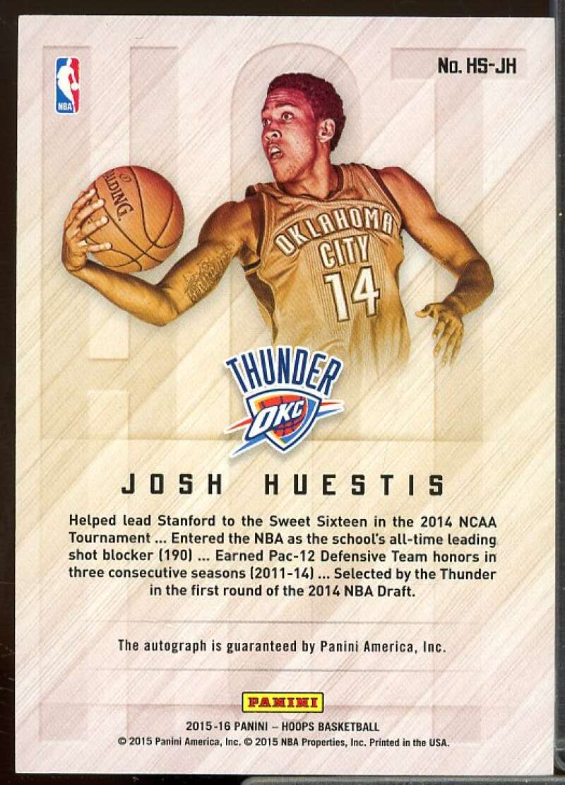 Josh Huestis Rookie Card 2015-16 Hoops Hot Rookie Signatures Red #54  Image 2