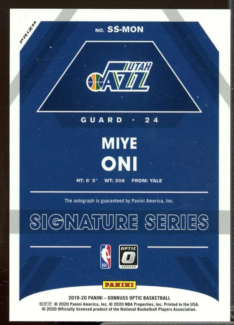 Miye Oni Rookie Card 2019-20 Donruss Optic Signature Series Purple #59  Image 2