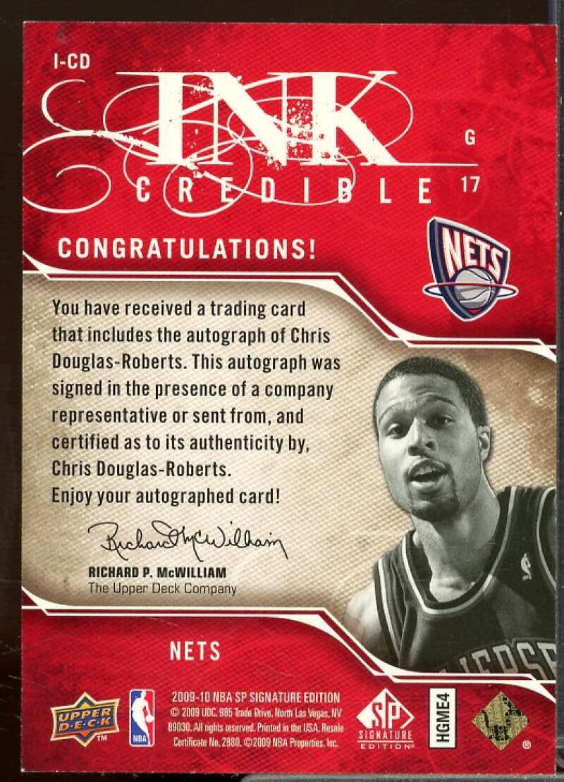 Chris Douglas-Roberts/499 Card 2009-10 SP Signature Edition INKcredible #ICD  Image 2