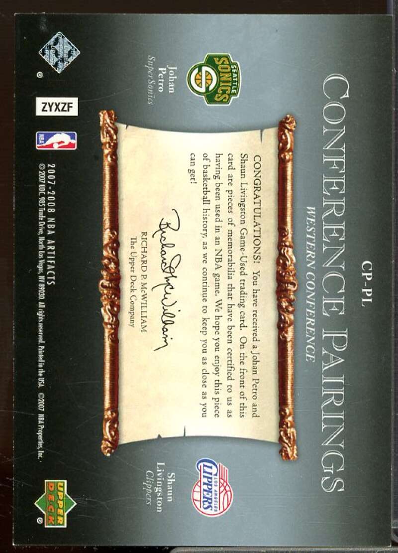 Johan Petro/Shawn Livingston Card 2007-08 Artifacts Conference Pairings #CPPL  Image 2