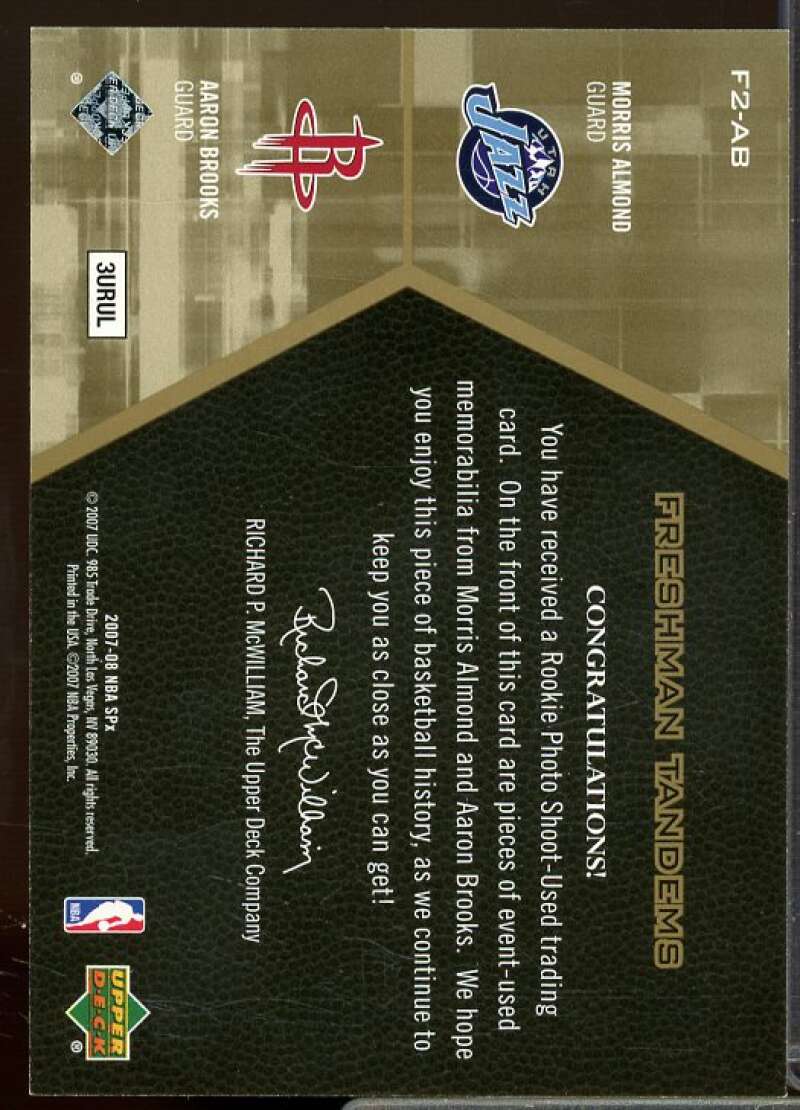 Morris Almond/Aaron Brooks Card 2007-08 SPx Freshman Orientation Tandems #AB  Image 2