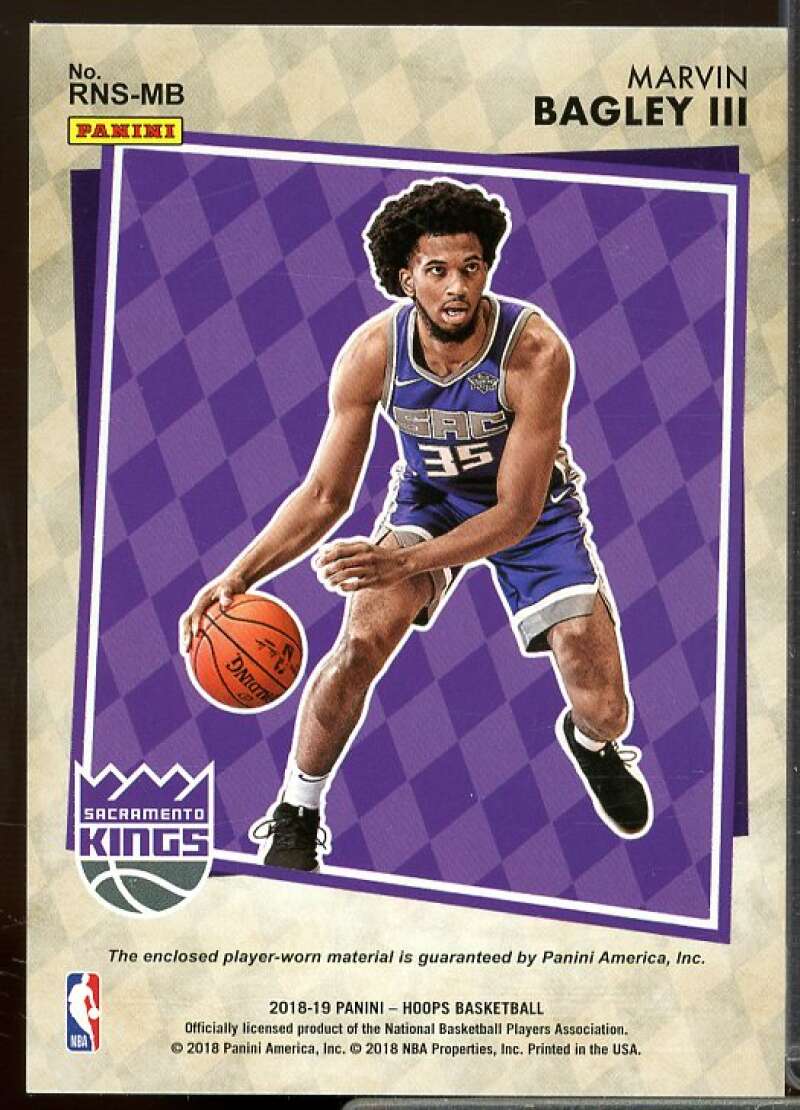 Marvin BagleyIII Rookie 2018-19 Hoops Rise N Shine Rookie Memorabilia Winter #2  Image 2