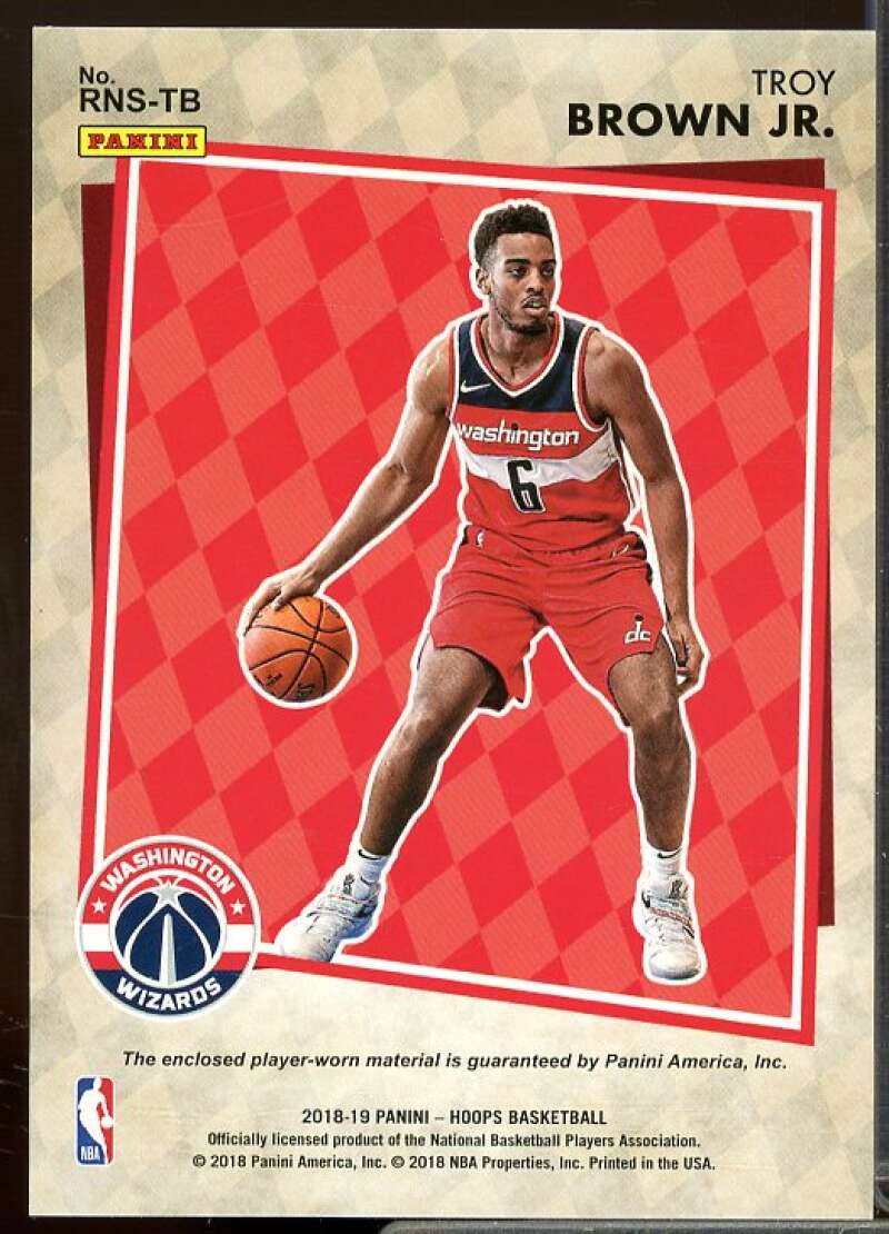 Troy Brown Jr. Rookie 2018-19 Hoops Rise N Shine Rookie Memorabilia Winter #15  Image 2