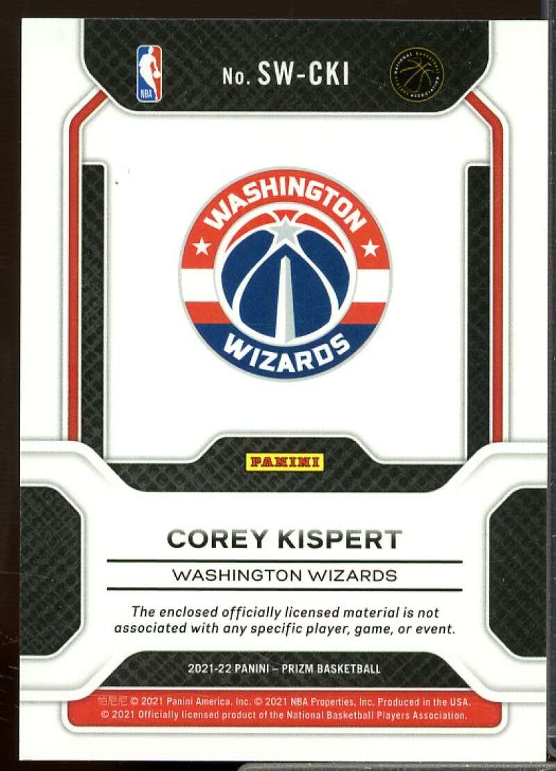 Corey Kispert Rookie Card 2021-22 Panini Prizm Rookie Sensational Swatches #75  Image 2