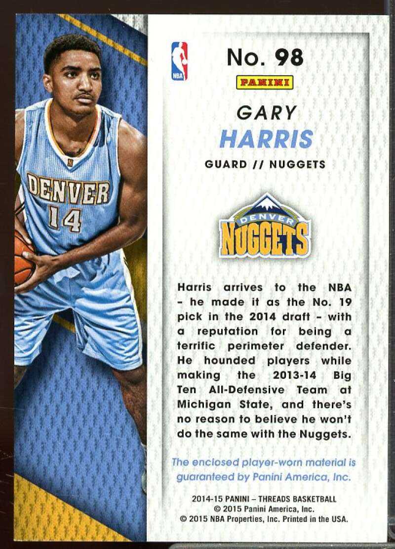 Gary Harris Rookie Card 2014-15 Panini Threads Rookie Threads #98  Image 2