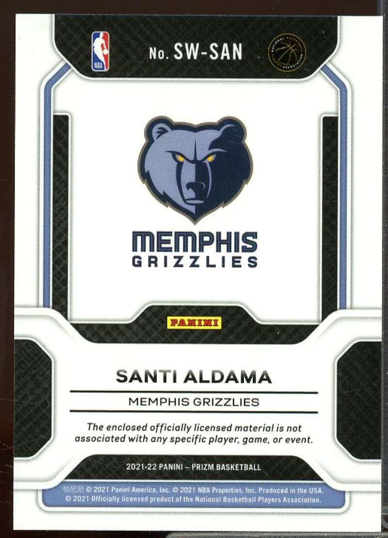 Santi Aldama Rookie Card 2021-22 Panini Prizm Rookie Sensational Swatches #90  Image 2