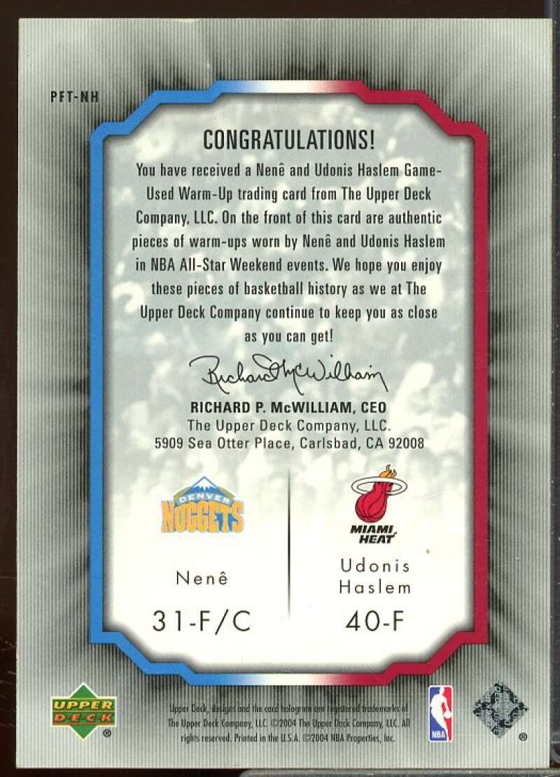 Nene/Udonis Haslem 2004-05 Upper Deck All-Star Prominent Futures Threads #NH  Image 2