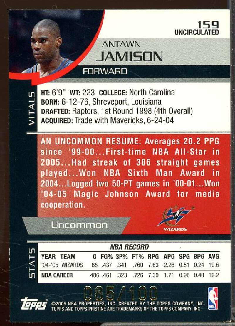 Antawn Jamison Jersey Card 2005-06 Topps Pristine Uncirculated #159  Image 2