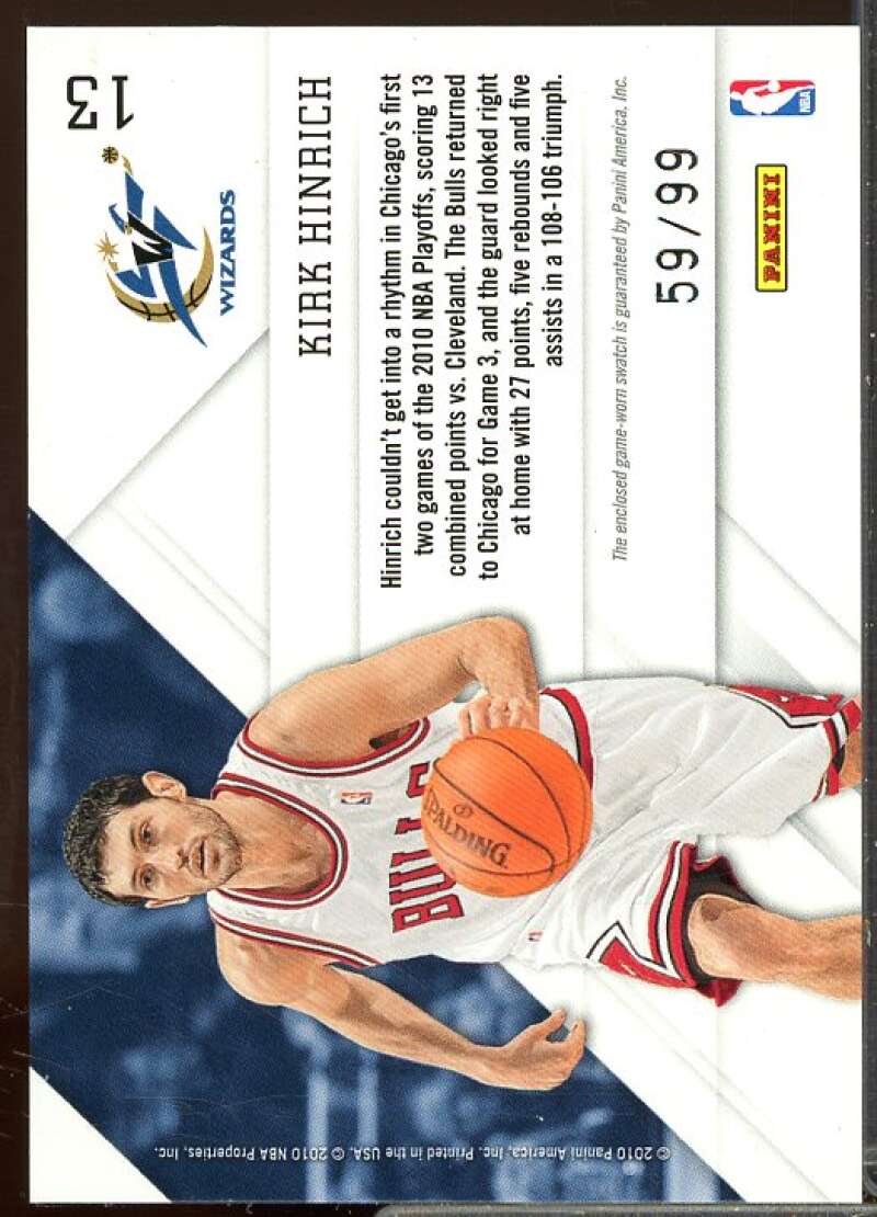 Kirk Hinrich Card 2010-11 Prestige Prestigious Pros Materials Gold #13  Image 2