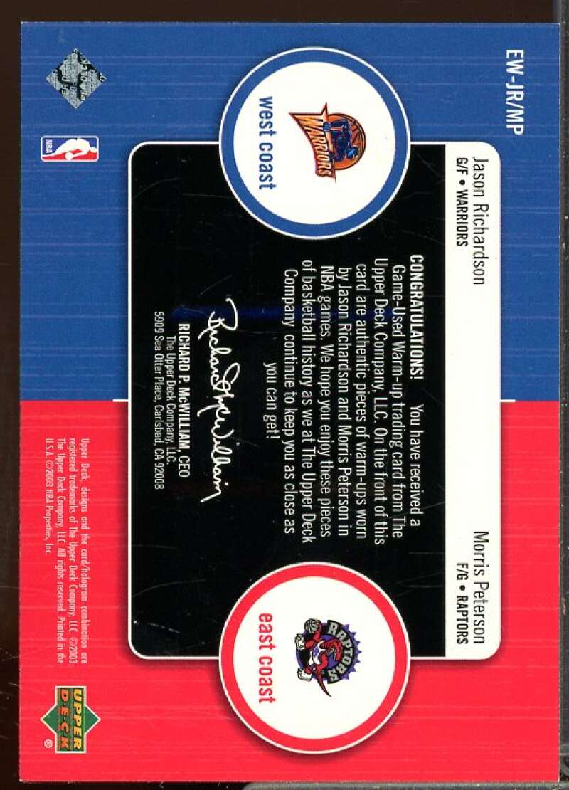 Morris Peterson/Jason Richardson 2003-04 Upper Deck East West Coast Jersey #MPJR  Image 2