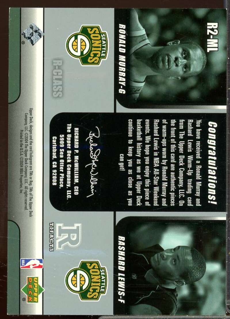 Ronald Murray/Rashard Lewis Card 2004-05 Upper Deck R-Class R-Tifacts Dual #ML  Image 2