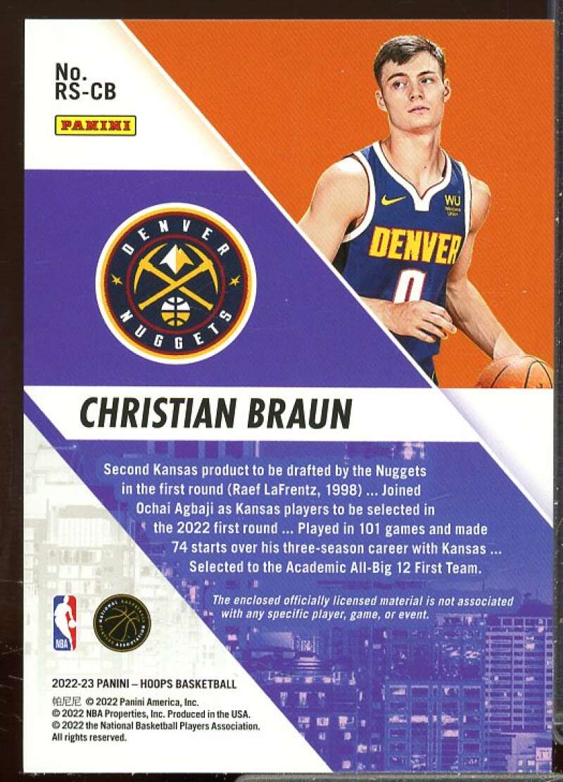 Christian Braun Rookie Card 2022-23 Hoops Rise N Shine Rookie Memorabilia #13  Image 2