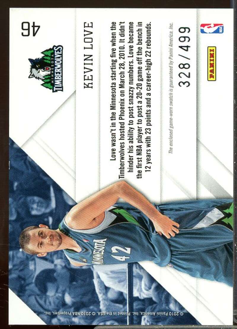 Kevin Love Card 2010-11 Prestige Prestigious Pros Materials Green #46  Image 2