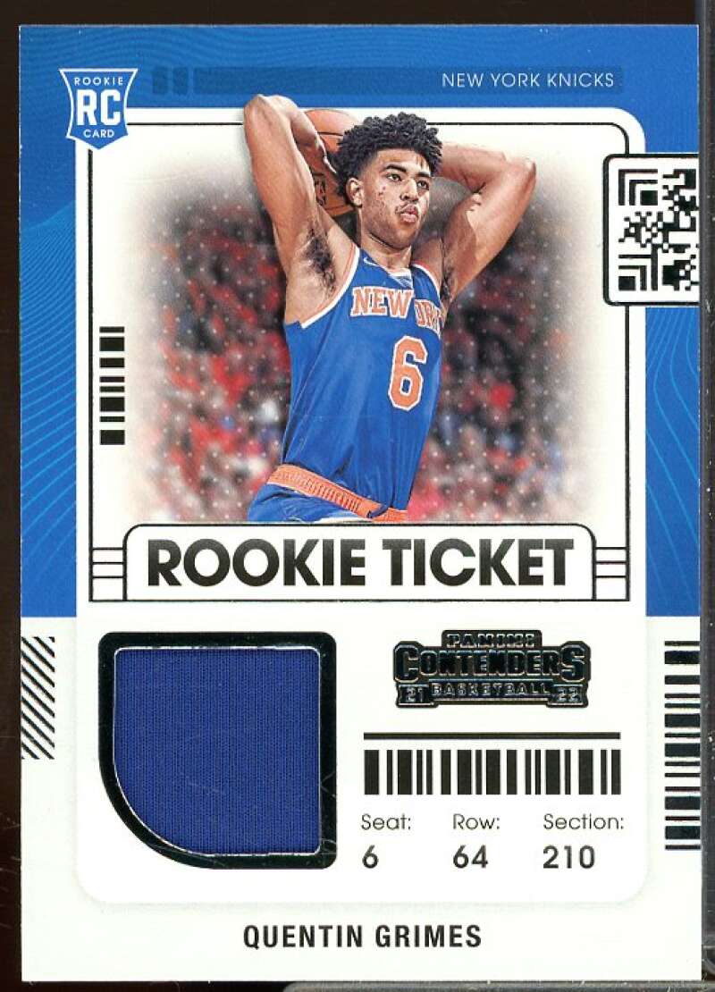 Quentin Grimes Rookie Card 2021-22 Panini Contenders Rookie Ticket Swatches #25  Image 1