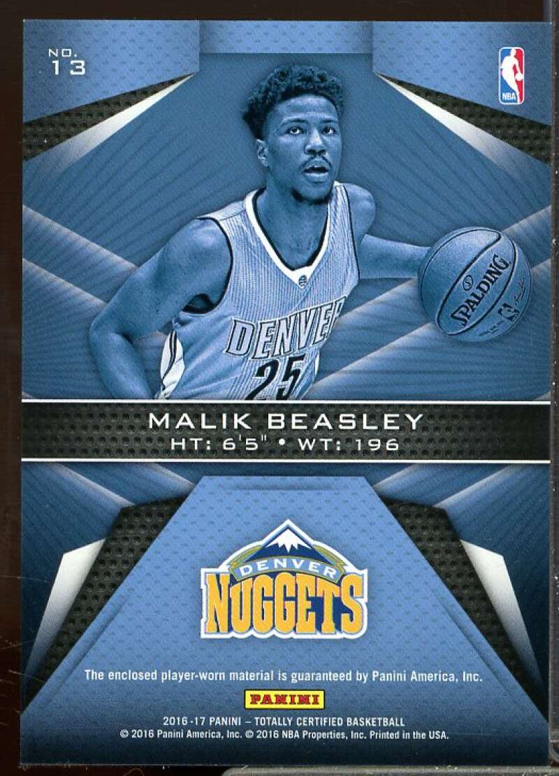 Malik Beasley 2016-17 Totally Certified Fabric of the Game Rookie Jerseys #13  Image 2