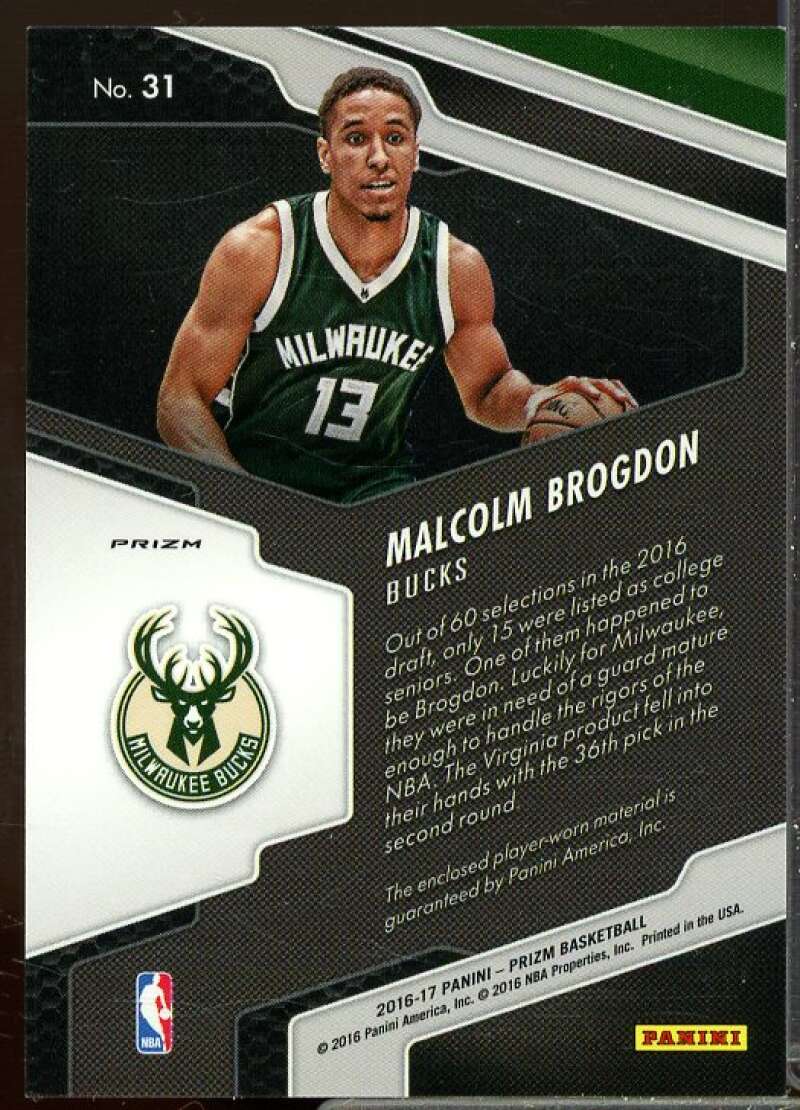 Malcolm Brogdon Rookie 2016-17 Panini Prizm Rookie Jerseys Prizms Green #31  Image 2