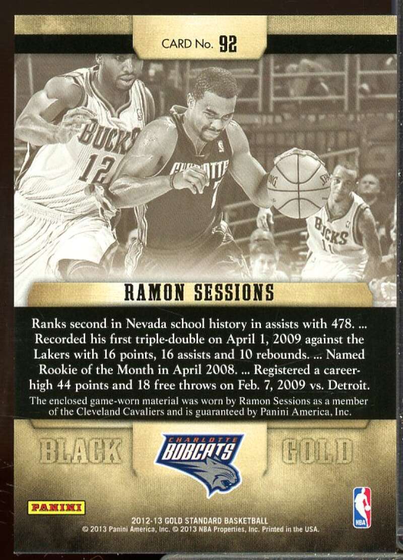 Ramon Sessions/199 Card 2012-13 Panini Gold Standard Black Gold Threads #92  Image 2