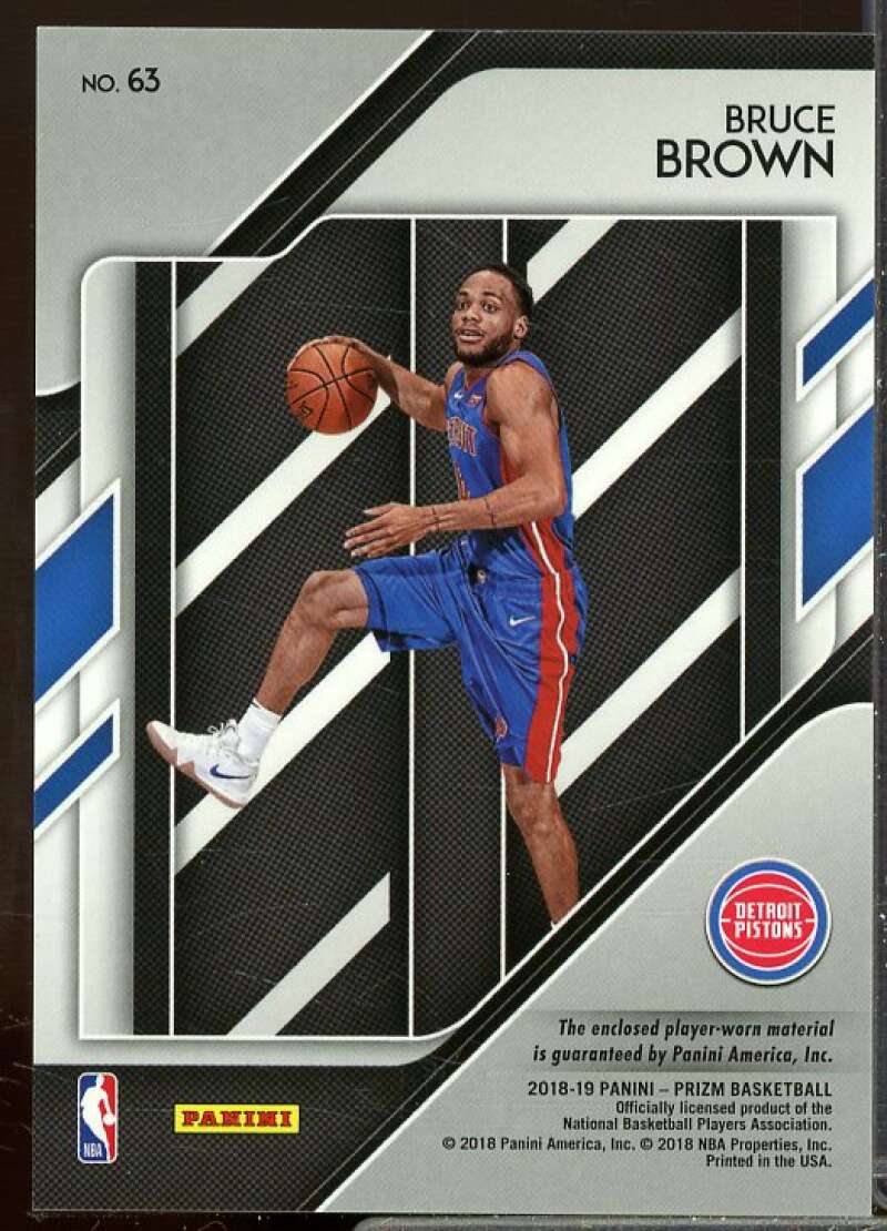 Bruce Brown Rookie Card 2018-19 Panini Prizm Rookie Sensational Swatches #63  Image 2