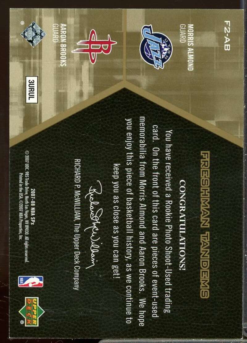 Morris Almond/Aaron Brooks 2007-08 SPx Freshman Orientation Rookie Tandems #AB  Image 2
