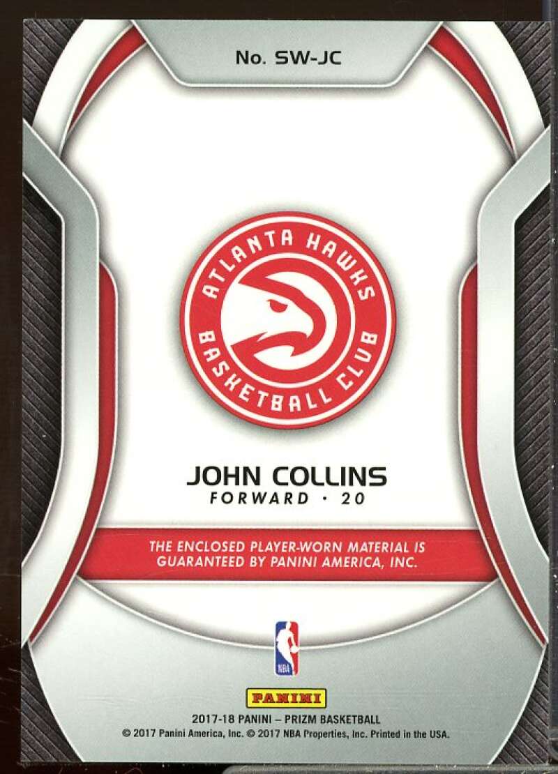John Collins Rookie Card 2017-18 Panini Prizm Rookie Sensational Swatches #18  Image 2