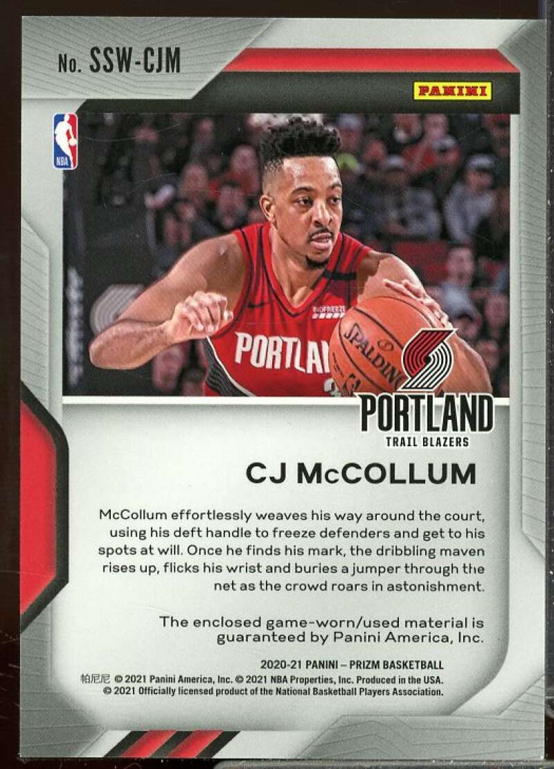 CJ McCollum Card 2020-21 Panini Prizm Sensational Swatches #62  Image 2