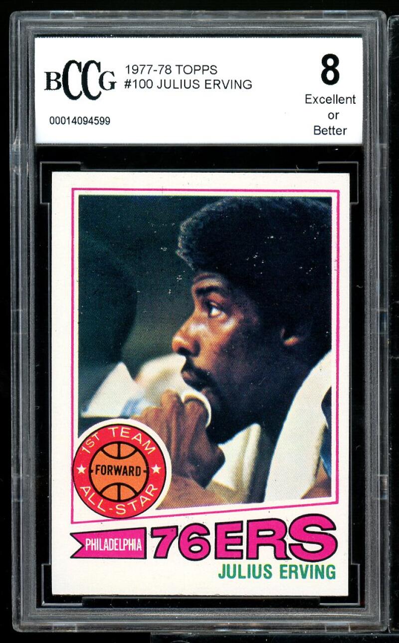 1977-78 Topps #100 Julius Erving Card BGS BCCG 8 Excellent+ Image 1