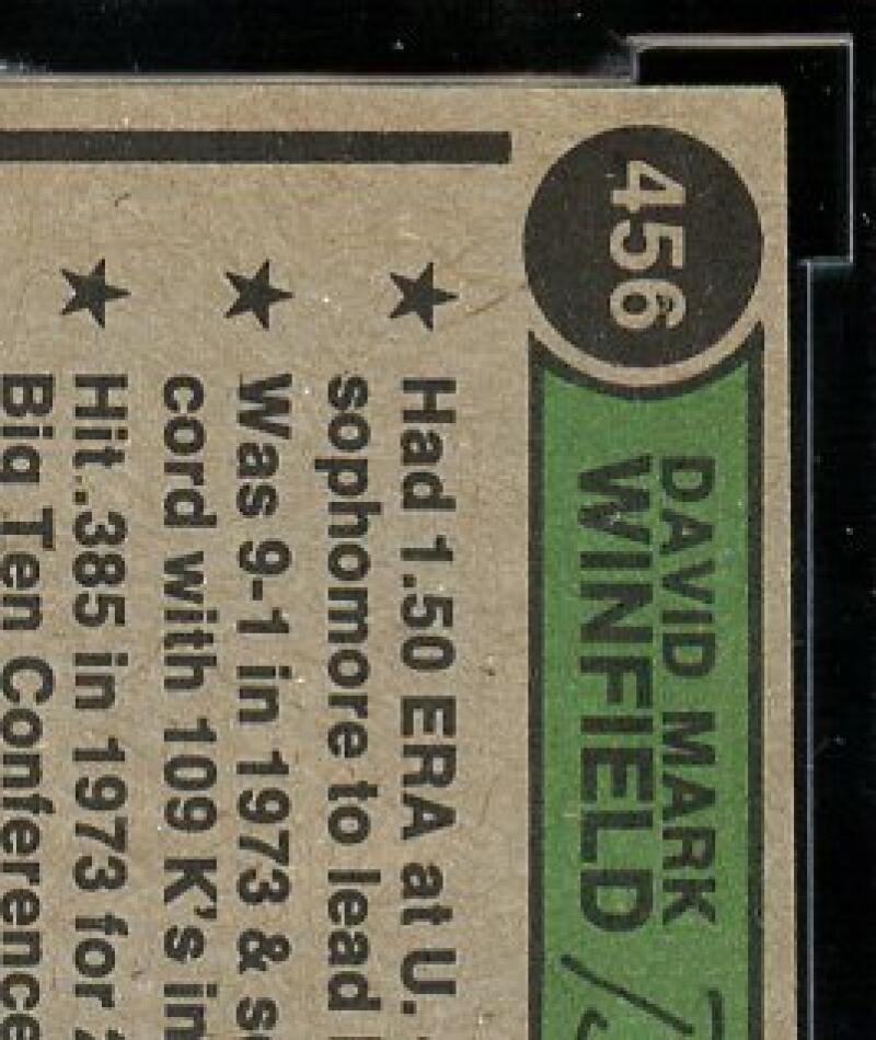 1974 Topps #456 Dave Winfield Rookie Card BGS BCCG 9 Near Mint+ Image 7