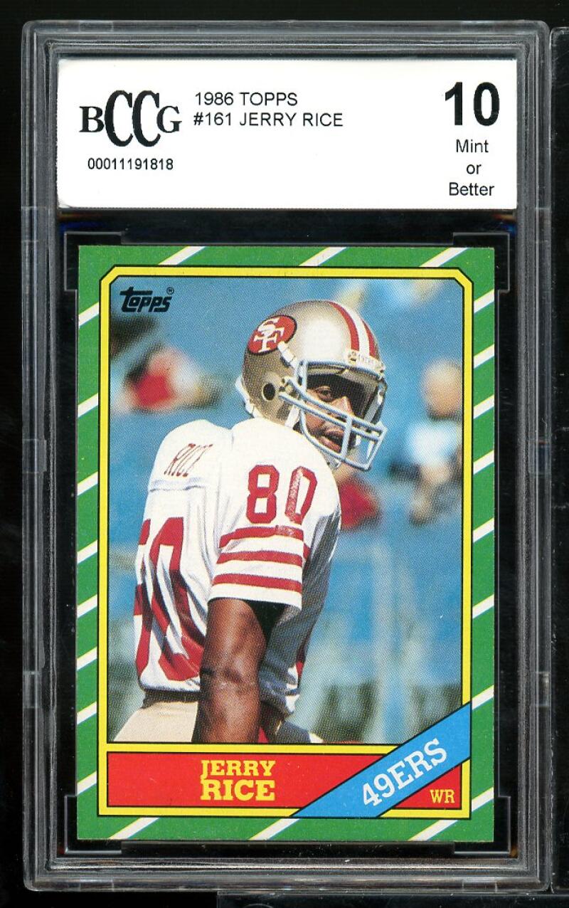 1986 Topps #161 Jerry Rice Rookie Card BGS BCCG 10 Mint+ Image 1