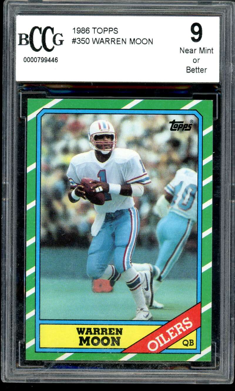 Warren Moon Card 1986 Topps #350 BGS BCCG 9 Image 1