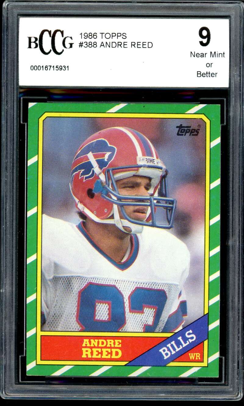 Andre Reed Rookie Card 1986 Topps #388 BGS BCCG 9 Image 1