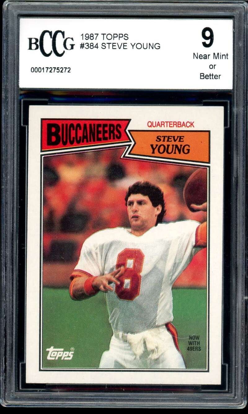 Steve Young Card 1987 Topps #384 BGS BCCG 9 Image 1