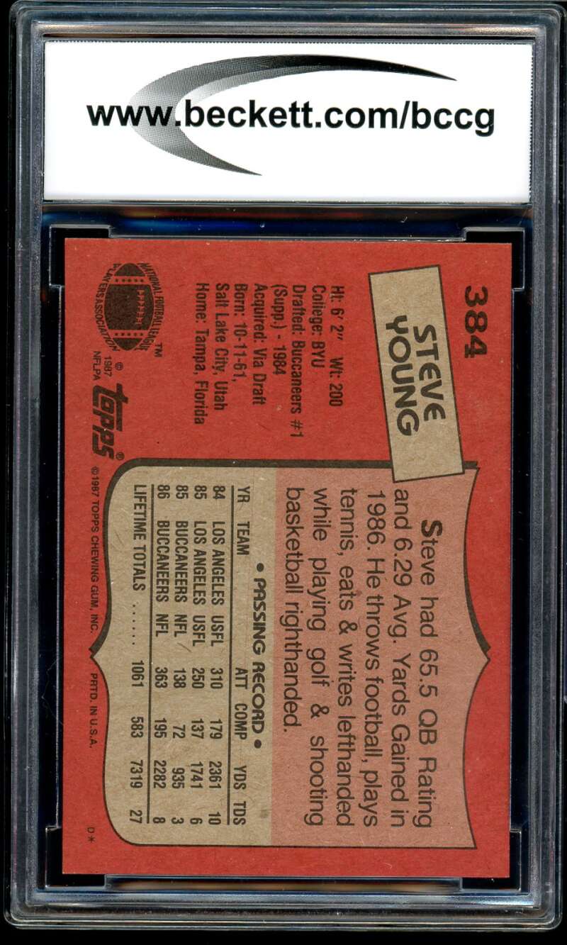 Steve Young Card 1987 Topps #384 BGS BCCG 9 Image 2