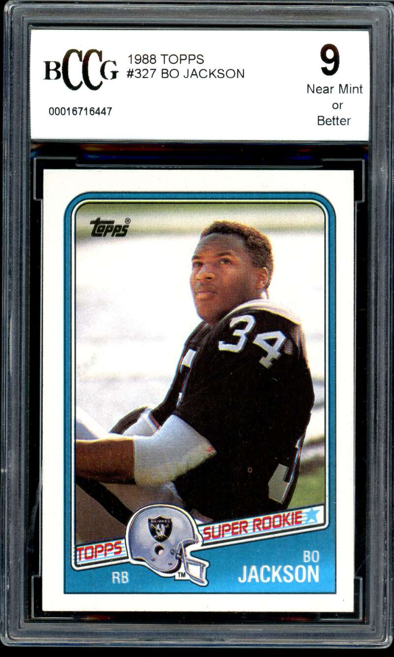 Bo Jackson Rookie Card 1988 Topps #327 BGS BCCG 9 Image 1