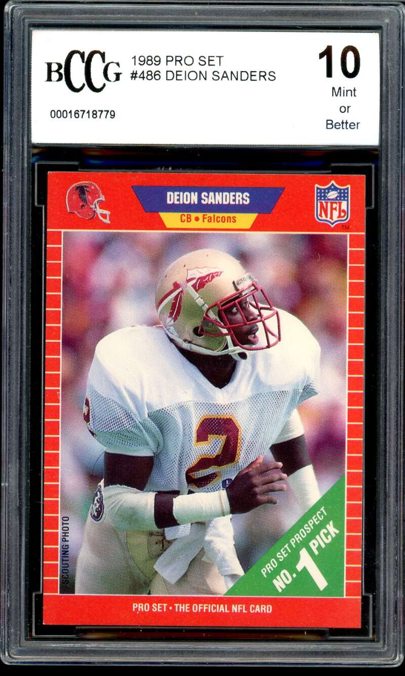Deion Sanders Rookie Card 1989 Pro Set #486 BGS BCCG 10 Image 1
