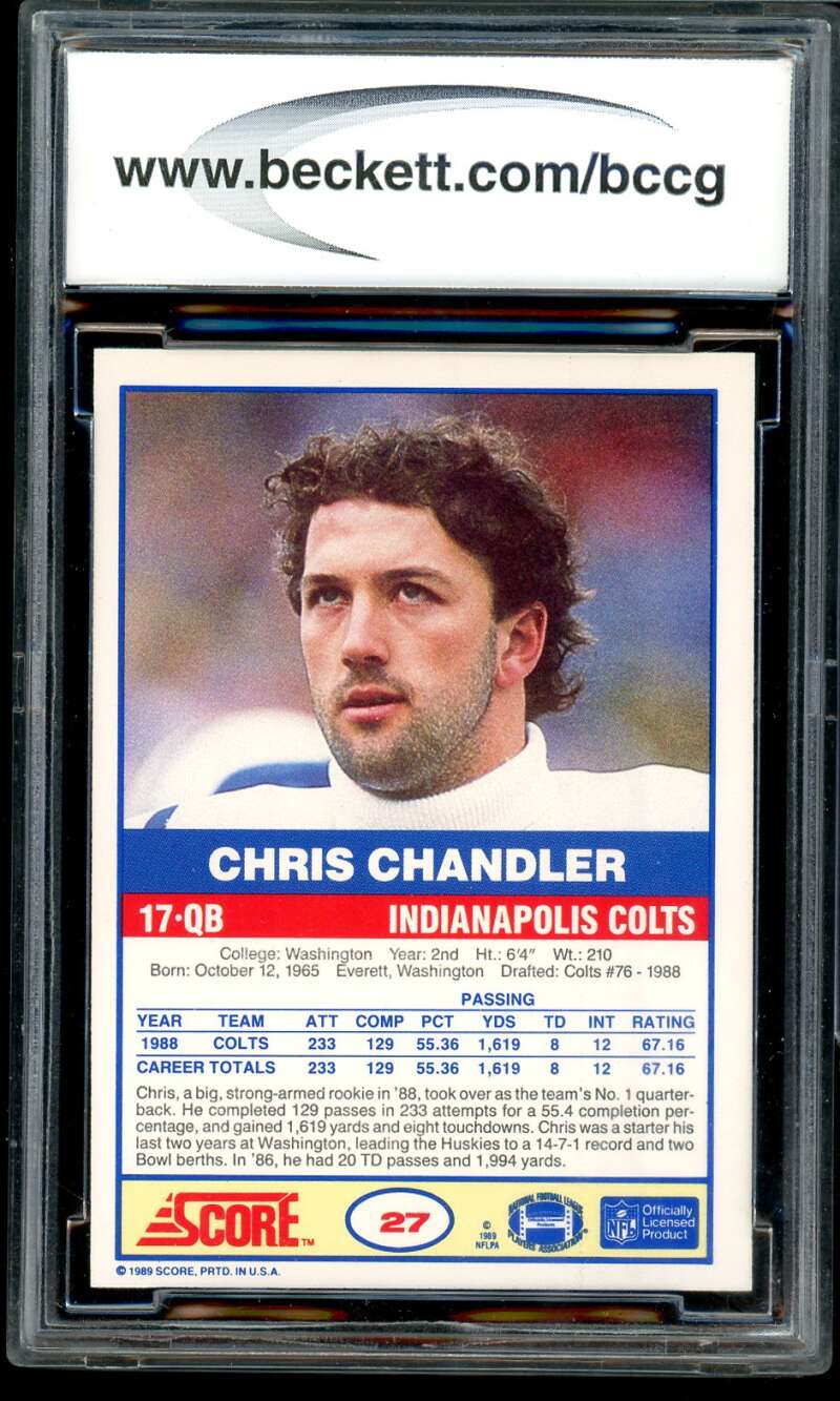 Chris Chandler Rookie Card 1989 Score #27 BGS BCCG 10 Image 2