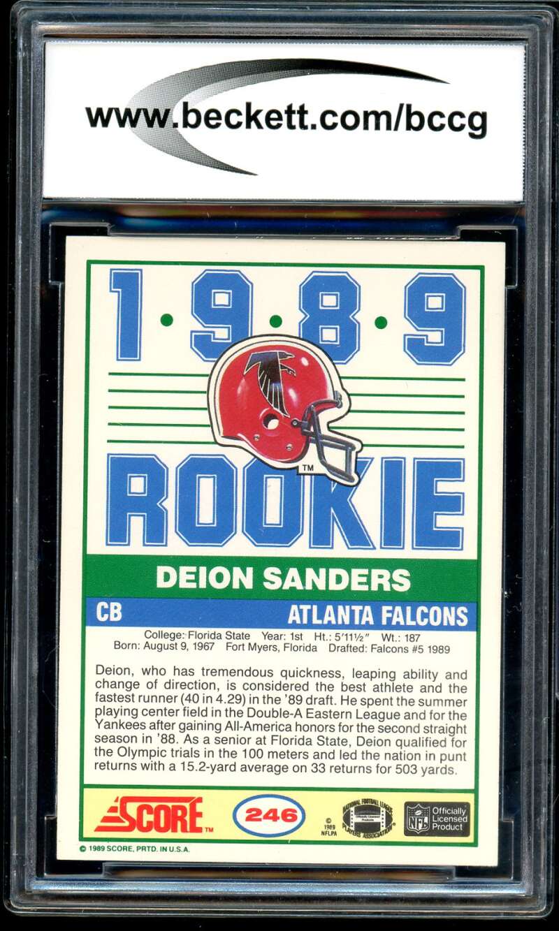 Deion Sanders Rookie Card 1989 Score #246 BGS BCCG 9 Image 2